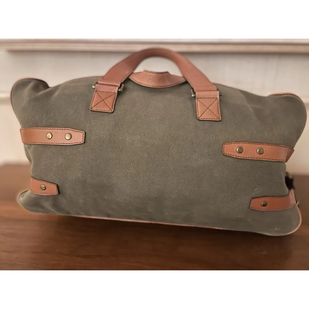 Vintage Cole Haan Canvas Leather Duffel Bag Weekender Travel Carry On Strap EUC